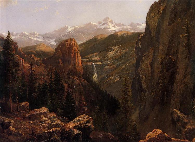 Albert Bierstadt Oil Painting Nevada Falls, Yosemite - Click Image to Close